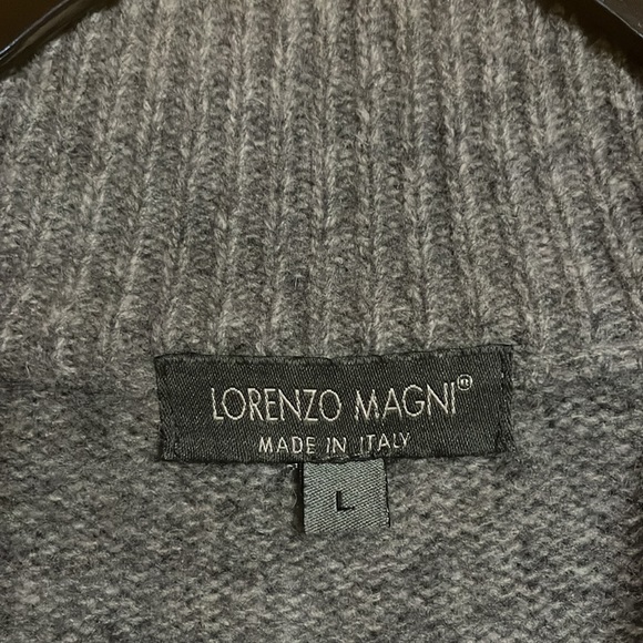 Lorenzo Magni Mens Large Full Zip Wool Made in ITALY Sweater Gray. - Picture 3 of 4
